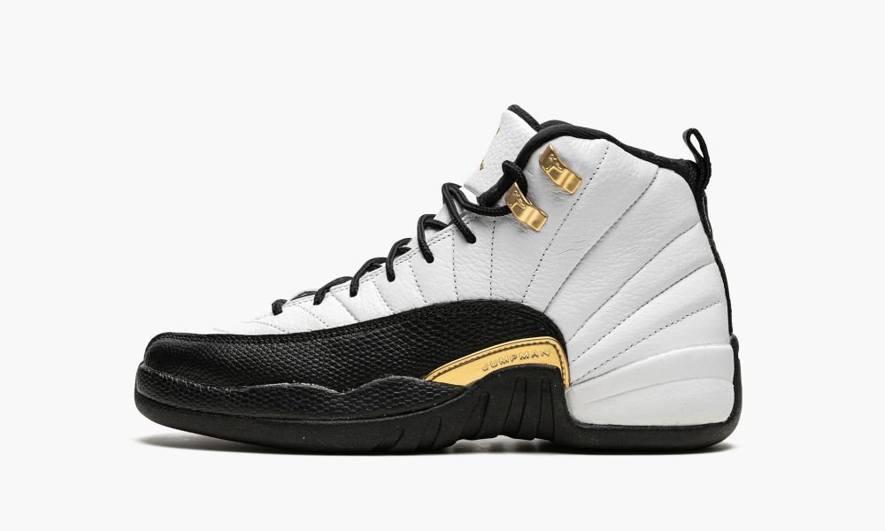 Nike Air Jordan 12 Retro GS "Royalty Taxi" Sko Barn Svarte Hvite Gull | Norge-8593017