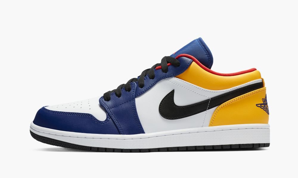 Nike Air Jordan 1 Low "Deep Royal / Yellow" Sko Herre Hvite Rød Blå | Norge-1806537