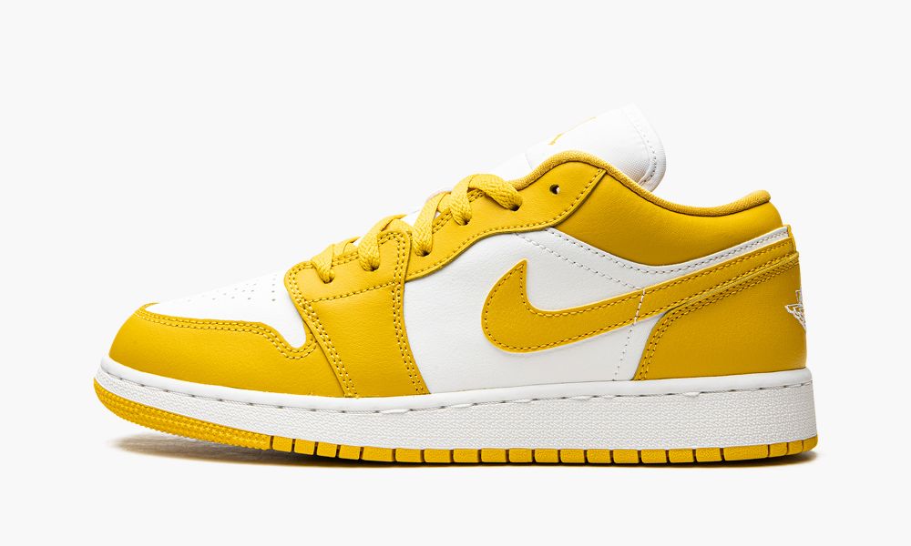 Nike Air Jordan 1 Low GS "White / Pollen" Sko Barn Hvite Gul Sennepsgul | Norge-9358461