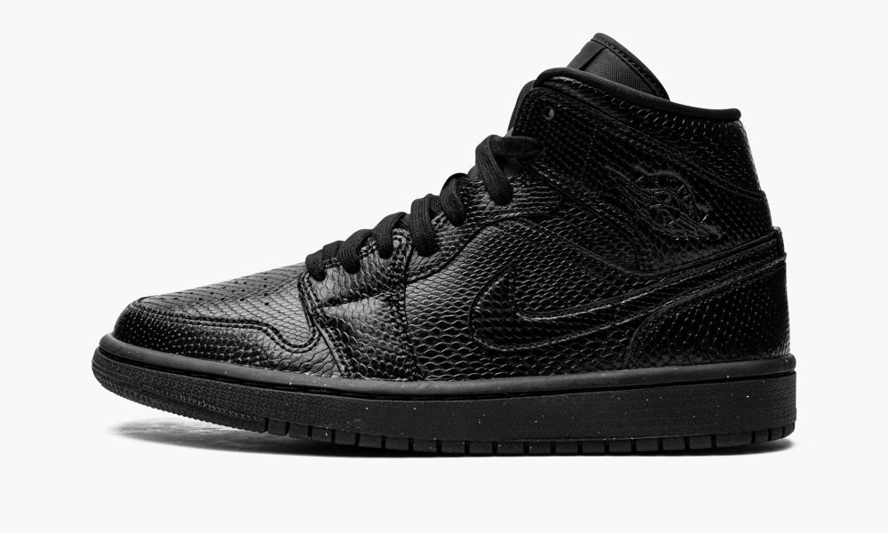 Nike Air Jordan 1 Mid "Black Snakeskin" Sko Dame Svarte Hvite | Norge-4301576