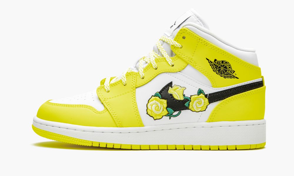 Nike Air Jordan 1 Mid GS "Dynamic Yellow" Sko Barn Hvite Svarte Gul Hvite Gul | Norge-7839401