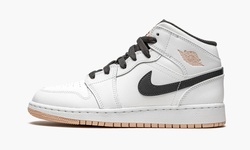 Nike Air Jordan 1 Mid GS "White / Arctic Orange" Sko Barn Hvite Mørke Oransje Grå | Norge-3129085