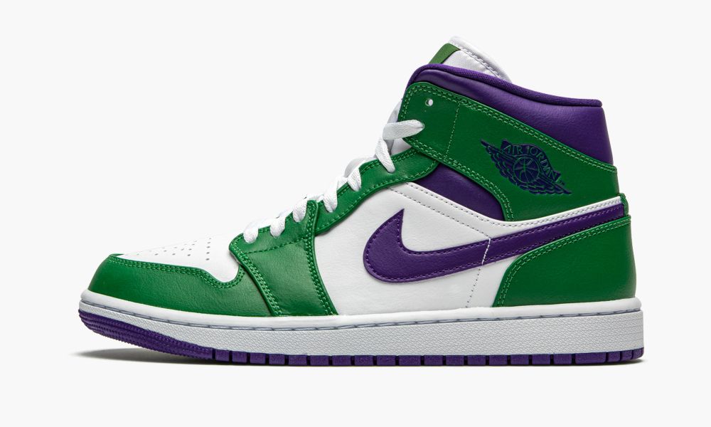 Nike Air Jordan 1 Mid "Incredible Hulk" Sko Herre Hvite Grønn Hvite Lilla | Norge-4732659