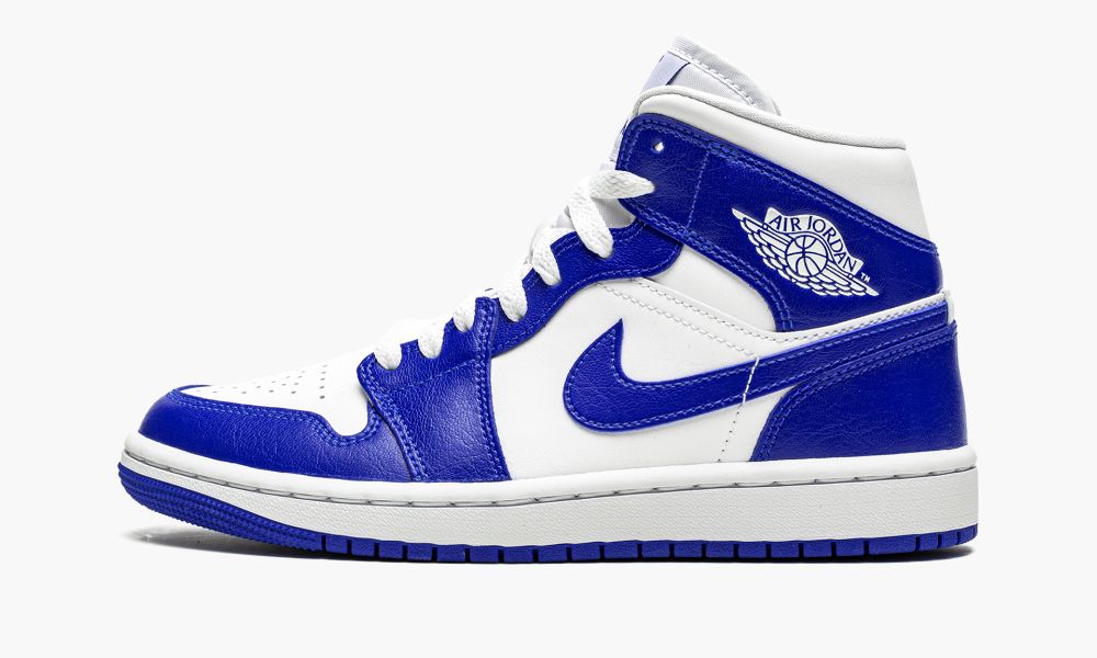 Nike Air Jordan 1 Mid "Kentucky Blue" Sko Dame Hvite Blå Kongeblå | Norge-9846035