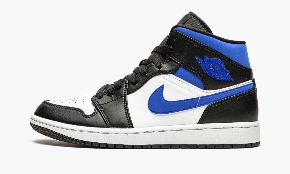 Nike Air Jordan 1 Mid "Racer Blue / Black / White" Sko Herre Hvite Svarte Blå | Norge-6291357