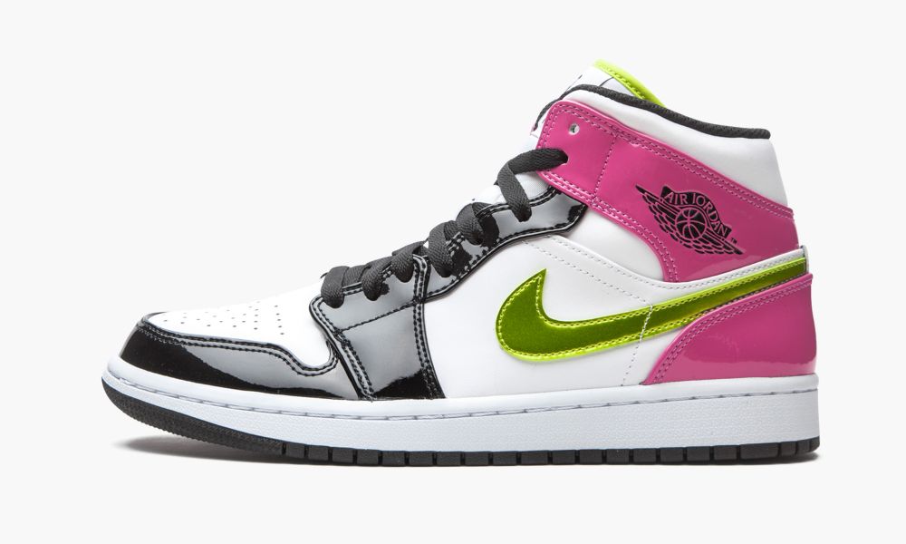 Nike Air Jordan 1 Mid SE "Cyber / Active Fuchsia" Sko Herre Hvite Svarte Multicolor Fuchsia | Norge-3517964