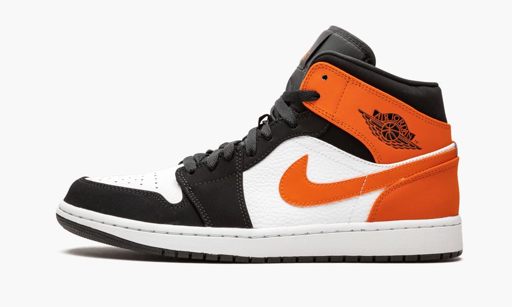 Nike Air Jordan 1 Mid "Shattered Backboard" Sko Herre Svarte Hvite Oransje | Norge-8423971