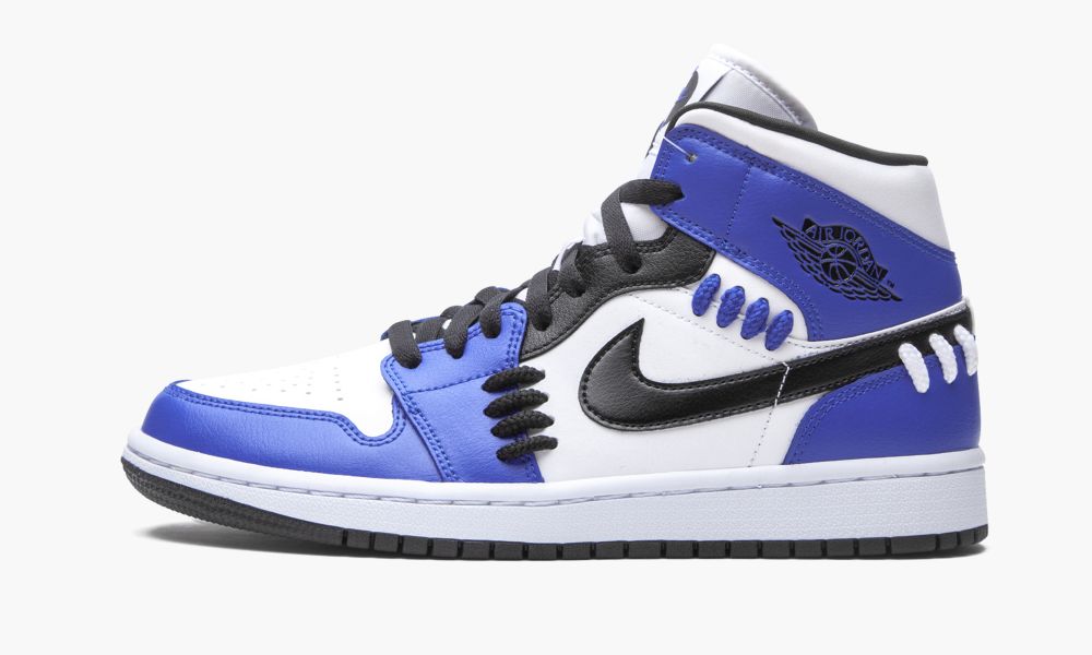 Nike Air Jordan 1 Mid "Sisterhood - Game Royal" Sko Dame Svarte Blå Hvite Kongeblå | Norge-8197064