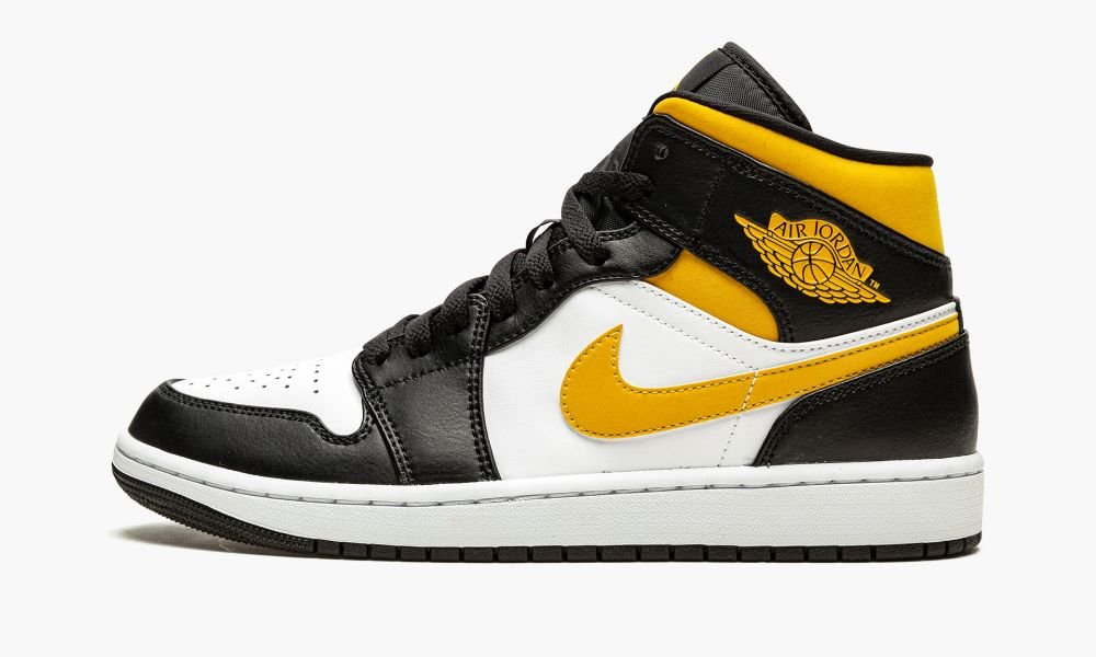 Nike Air Jordan 1 Mid "White / Pollen / Black" Sko Herre Svarte Hvite | Norge-8159027