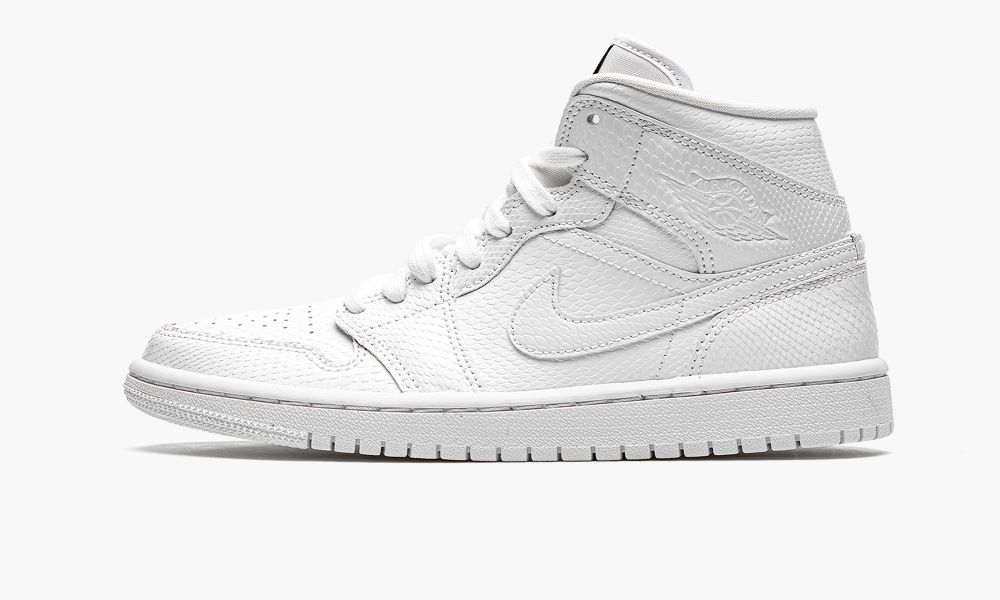 Nike Air Jordan 1 Mid "White Snakeskin" Sko Dame Hvite | Norge-0523189