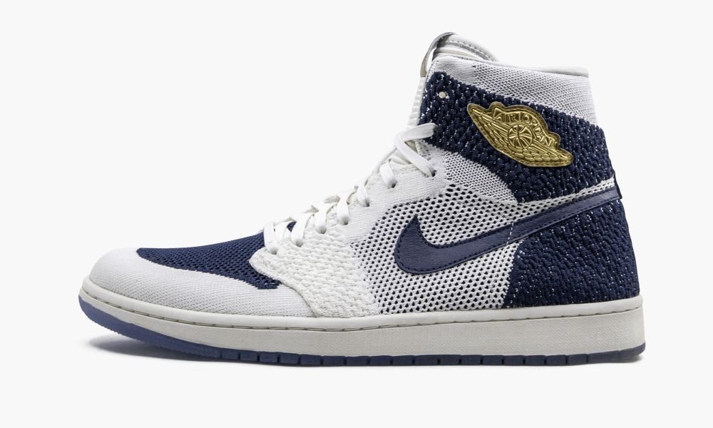 Nike Air Jordan 1 Retro HI Flyknit "Derek Jeter - RE2PECT" Sko Herre Hvite Blå Marineblå | Norge-1705468