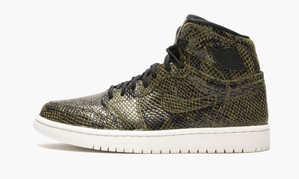 Nike Air Jordan 1 Retro Hi Pre "Snakeskin" Sko Dame Grønn Svarte Olivengrønne | Norge-7982645