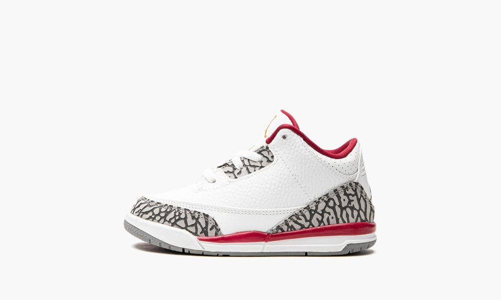 Nike Air Jordan 3 TD "Cardinal" Sko Barn Hvite Lyse Grå Rød | Norge-6312790